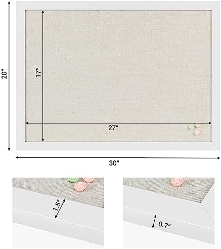 2-Pack Farmhouse Linen Cork Bulletin Board, White Frame 30" x 20" Corkboard, Office Board for Wall Decor, Wall Mounted Pin Board Picture Board with 40 Pushpins for School, Home & Office - Image 6