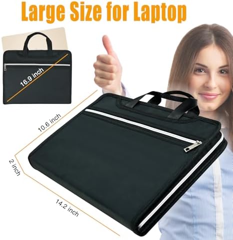 Accordion File Organizer,Fireproof Safe Document Bag,Expanding File Folder Tote Bag with Multi Pockets,Home Travel Fire Safe 13 Pockets Storage Organizer for Important Letter A4 Files - Image 3