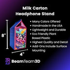 Milk Carton Headphone Stand - Universal Headset Holder - Cute Headphone Stand Hanger - Kawaii Desk Accessories - Pink Gaming Setup - Sturdy Desk Headset Mount (White Milk) - Image 3
