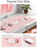 YSAGi Leather Desk Protector, Office Mat, Large Mouse Mat, Non-Slip PU Leather Blotter, Laptop Desk Mat, Waterproof Writing Pad for Office and Home(Light Pink, 63" x 17.2") - Image 3