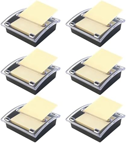 6 Pcs Pop Up Note Dispenser Black Base Transparent Top Posted Holder Container Sticky Note Holder Dispenser for 3 x 3 Inch Sticky Home Office School by Patscorai