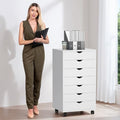 7 Drawer Chest, Dressers Storage Cabinets, Dresser Mobile Cabinet with Wheels, Drawers Organization Furniture for Office, Home, White by SimpleDeluxe