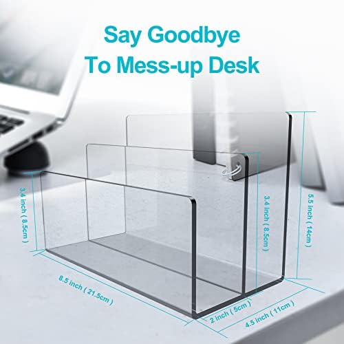 Boloyo Acrylic File Holder,2PC 2 Sections Clear File Organizer Mail Letter Sorter Desktop Folder Holder for Home Office School Envelope Bill Filling Paper Document - Image 2