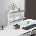 Clamp On Desk Shelf,2-Tier Adjustable Storage Organizer with Tray for Laptop, Office Supplies and Decor 22lbs Capacity per Shelf (Black/White) (White) - Image 2