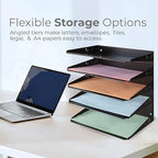 5 Tier Metal Desktop File Organizer Letter Tray Black - Image 6