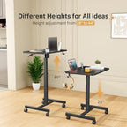 28 inch Mobile Laptop Desk, Portable Sit Stand Cart with Wheels - Image 3