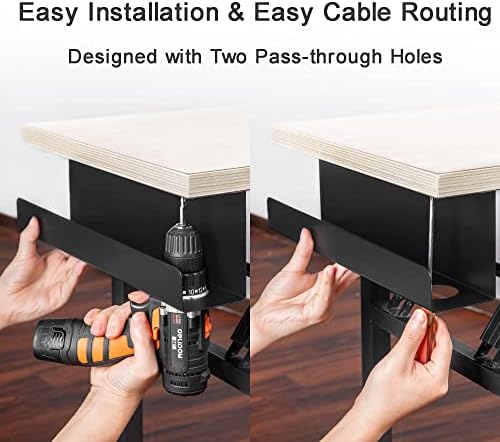 Under Desk Cable Management Tray 17 Inch, 2 Pack & Cable Management Under Desk (31.5in J Channel 2x15.7in) Bundle - Image 3