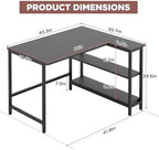 FDW L-Shaped Gaming Desk 43 Inch Computer Desk Corner Desks with Reversible Side Storage Shelves Study Desk Metal Frame PC Work Table for Home Office Dorm Sturdy Writing Workstation, Black - Image 3