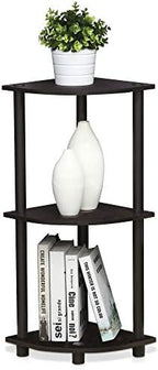 Furinno TURN-N-TUBE Corner Shelf, 3-Tier Corner Bookshelf, Display Storage Shelves with Open Shelves, for Organization and Storage, Living Room, Home Office, Garage, Dark Walnut - Image 5