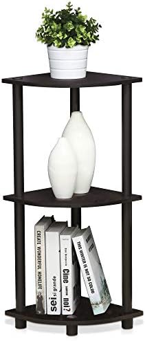 Furinno TURN-N-TUBE Corner Shelf, 3-Tier Corner Bookshelf, Display Storage Shelves with Open Shelves, for Organization and Storage, Living Room, Home Office, Garage, Dark Walnut - Image 5