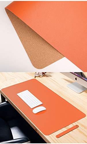 Ruby Lil Natural Cork & Leather Office Desk Mat, Dual Use Desk Matt for Desktop,Ultra Thin Waterproof PU Leather Mouse Pad,Working for Home Accessories,Orange,47"x 24" - Image 2
