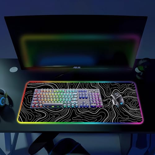 RGB Gaming Mouse Pad, Large Mouse pad with Led Light, Black Lines Non-Slip Rubber Base Big Mouse Mat for Gamer, 31.5 X 11.8 Inch - Image 6