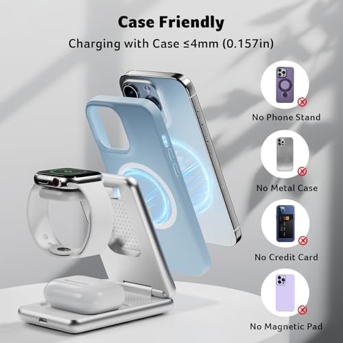 Acer 3 in 1 Charging Station for iPhone, Wireless Charger Stand,15W Fast MagSafe Charger for iPhone 17 16 15 14 13 12 Series-Apple Watch 11 10 9 8 7 6 5 4 3 2 SE and Ultra Series-Airpods 4 3 2 Pro - Image 6