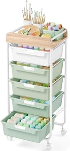 SYKIARIOL Rolling Storage Utility Cart with 5 Drawers,Green by SYKIARIOL