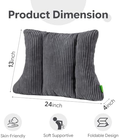 Lumbar Support Pillow 3 Section Back Pillow Office Chair for Back Support Comfortable Lumbar Cushion for Car Seat Pain Relief Sofa Rest (Dark Grey) - Image 2