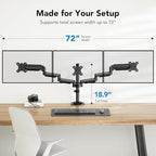 HUANUO Triple Monitor Mount for 13-27 inch Computer Screens, Gaming 3 Monitor Desk Mount with Arm Holds 19.8lbs, Triple Monitors Stand with Tilt, Swivel, Rotation, VESA 75x75, 100x100mm - Image 5