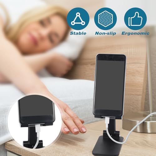 Wonderjune 36 Pcs Cell Phone Stand for Desk Phone Holder Stand Foldable Angle Height Adjustable Portable Holder Tablet for Office Travel Photography (Black) - Image 3