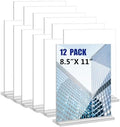 KOOLDE Acrylic Sign Holder 8.5x11 Inches 12 Pack T Shape Desktop Display Stand Vertical Double Sided Clear Table Menu Flyer Holder for Restaurants, Office, Shop, Wedding by KOOLDE