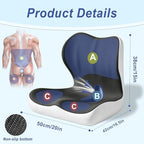 Seat Cushion for Office Chair and Car, Ergonomic Memory Foam Seat Cushion with Lumbar Support Pillow, Orthopedic Cushion for Sciatica & Back Pain, Dark Gray & Light Gray - Image 2