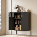 COFaR Black Metal Cabinet with Adjustable Shelves, 47”H Industrial Buffet Sideboard & Coffee Bar Station, Ventilated Steel Storage Cabinet with Magnetic Doors for Kitchen, Office, Living Room by COFAR