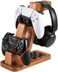 DEQIANG Solid Wood Headphone Stand with Dual Controller Holder (Set) by DEQIANG