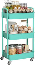 Sywhitta 3-Tier Plastic Rolling Utility Cart with Wheels for Storage, Green by haseverythingyouneed