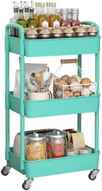 Sywhitta 3-Tier Plastic Rolling Utility Cart with Wheels for Storage, Green by haseverythingyouneed