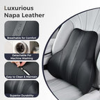 Coverado Lumbar Support Pillow for Car, Ergonomic Memory Foam Back Pillow for Office Chair, New Back Cushion for Pain Relief, PU Leather Car Lumbar Support for Driving Seat Black - Image 6