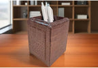 Dacasso Brown Crocodile Embossed Leather Pencil Cup - Image 6