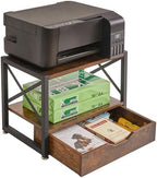 IBUYKE 2 Tier Desktop Printer Stand with Drawer Storage TLJ006H - Image 3