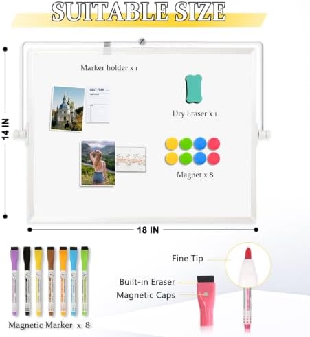 Double-Sided Magnetic White Board with Stand, 18" x 14" - Image 3