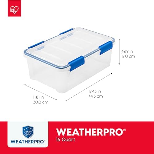 IRIS USA 3-Pack 16 Qt Storage Bins with Gasket Lids, Clear/Blue - Image 2
