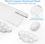 Acrylic Transparent Computer Keyboard Stand with Gel Cloud Keyboard and Mouse Wrist Rest, Ergonomic Tilting 3-in-1 Set, Relieves Painful Typing, for Office/Computer/Laptop/Gaming - Image 4