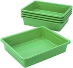 Storex Letter Size Flat Storage Tray – Organizer Bin with Non-Snap Lid for Classroom, Office and Home, Green, 5-Pack (62539U05C) - Image 5