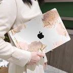 MEEgoodo for MacBook Air 13.3 inch Case 2021 2020 2019 2018 A2337 M1 A2179 A1932, Hard Shell with Keyboard Webcam Cover & Trackpad Film & Type C Adapter for MacBook Air M1, Pink Peony Flowers - Image 5