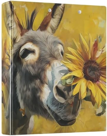 Donkey with Sunflower 3 Ring Binders 1.5 Inch Clear View Three Ring Binders Versatile Binder for Work School Office Supply 1 Pack - Image 3