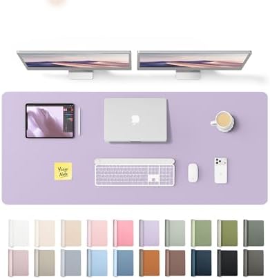 YSAGi Leather Desk Pad Protector, Office Desk Mat, Large Mouse Pad, Non-Slip PU Leather Desk Blotter, Laptop Desk Pad, Waterproof Desk Writing Pad for Office and Home (Light Purple,55" x 17.2") by YSAGi