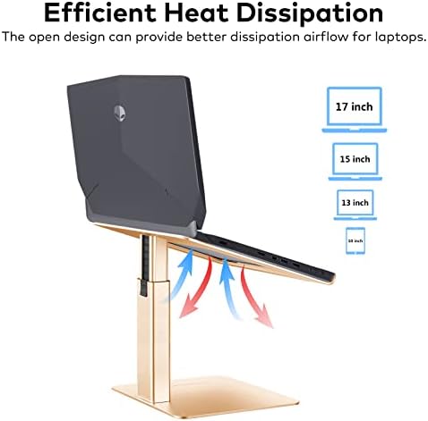 Laptop Stand for Desk, Ergonomic Sitting and Standing Laptop Riser for Notebook MacBook 11-17 Inches，DJ Laptop Stand Adjustable Height from 7-15 Inches Aluminum(Gold) - Image 7