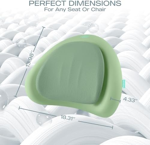 Skechers Lumbar Pillow Premium Memory Foam, Double-Layer-Office Chair Cushion for Tailbone Pain Relief,Butt Pillow for Office Chair,Car seat Cushion,Long Sitting Office Workers,and Car Drivers,Green - Image 5