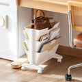 3 Tier Rolling Book Cart Multi-Functional Movable Storage Bookshelves by Unknown