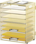 9-Tier Paper Organizer for Desk, Metal Mesh Letter Tray with Handles, Gold by DALTACK