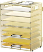 9-Tier Paper Organizer for Desk, Metal Mesh Letter Tray with Handles, Gold by DALTACK
