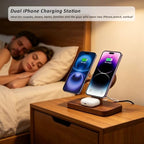 Wood Wireless Charging Station for Apple Devices Dual Wireless Charger - Image 6