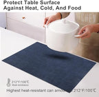 Leather Heat Resistant Placemats Set of 6 Waterproof Wipeable Washable PU Table Mats,Easy to Clean Anti-Slip (6, Navy Blue) - Image 2