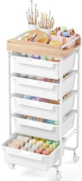 SYKIARIOL Rolling Cart with 5 Drawers,Art Craft Cart,White by SYKIARIOL