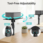 PEGZONE Clamp-on Speaker Stand Pair Heavy-Duty Desktop Speaker Mount Black - Image 3