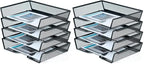 SETTFRFE 4 Tier Metal Letter Tray Desk Organizer-Stackable Paper Tray,Black (Pack of 2) by SETTFRFE