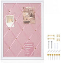 DoubleFill White Bulletin Board 21"×27" Linen Fabric Decorative Board Hanging Memo Boards for Women Large Cork Bulletin Boards for Home Office with 20 Pushpins - Pink Linen with White Frame by DoubleFill