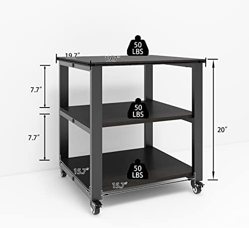 Natwind 3 Tier Laser Printer Stand,20''x20'' Side Table for Printer, Black - Image 5