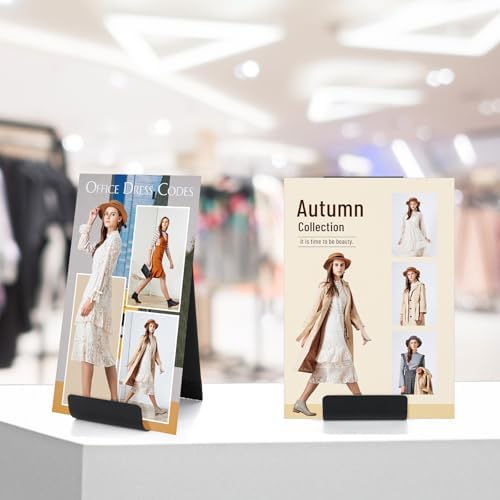 6 Pcs Metal Fancy Brochure Holder Display Flyer Brochure Holder Stand Table Vertical Countertop Literature Organizer for Booklets Pamphlet Magazine Menu Journals (Black) - Image 7